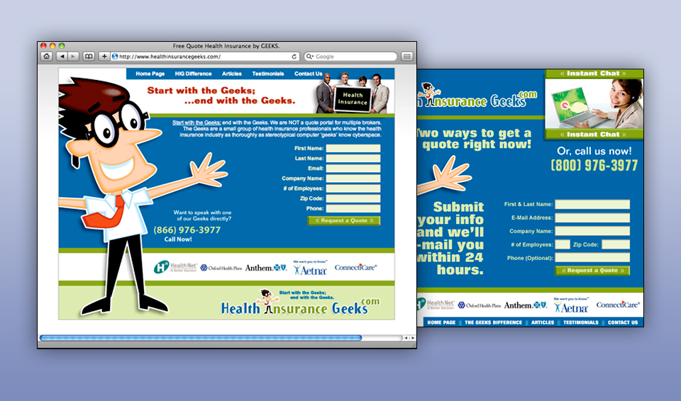 Health Insurance Geeks - Landing Pages